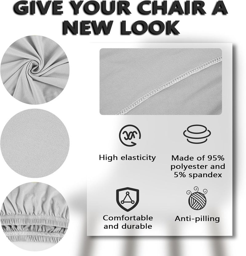 windforgecraft 4Pcs Shell Chair Cover Minimalist Dining Room Chair Covers Stretch Shell Chair Slipcovers Reusable Armless Chair Covers Mid Century Modern Dining Chair Covers for Kitchen Dining Living Room(C) - Image 3