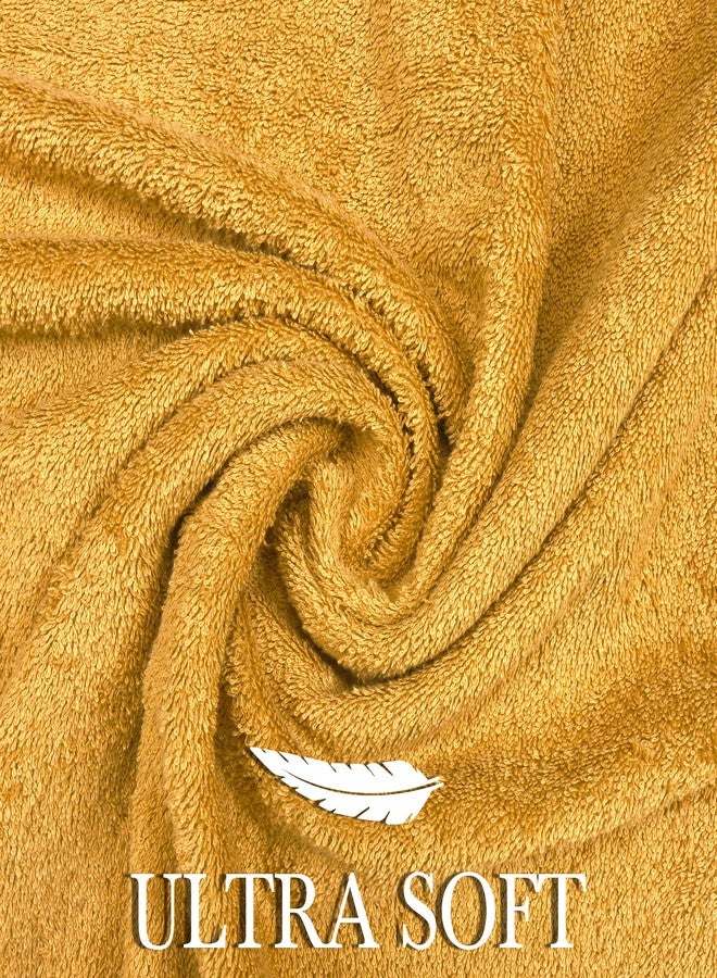 CRAFTBERRY Luxury Bath Towels Set-100% Cotton- 2 Bath, 2 Hand & 2 Washcloths - Large, Premium, Thick, Fluffy, Absorbent, Quick Dry, Soft & Plush - 6 Piece Luxury Bathroom Towels - Gold/Golden - Image 4