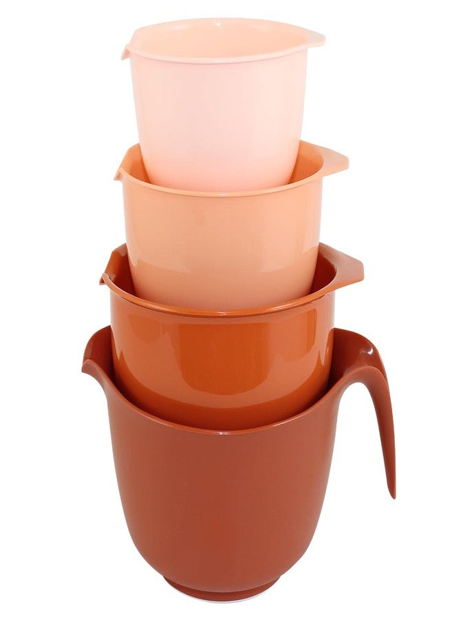 Glad Mixing Bowls with Pour Spout, Set of 4 - Nesting Plastic Bowls (1.2qt, 1.9qt, 2.8qt, and 3qt with Handle) - Non Slip Base, Dishwasher Safe Kitchen Cooking and Baking Supplies, Rust - Image 1