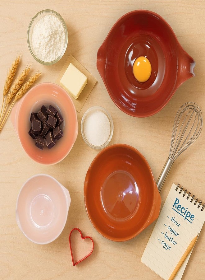 Glad Mixing Bowls with Pour Spout, Set of 4 - Nesting Plastic Bowls (1.2qt, 1.9qt, 2.8qt, and 3qt with Handle) - Non Slip Base, Dishwasher Safe Kitchen Cooking and Baking Supplies, Rust - Image 2