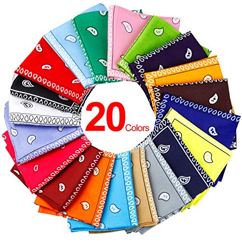 Jeatonge 20 Pcs Assorted Bandanas Paisley Cowboy Polyester Headbands 22x22 inch - Image 2