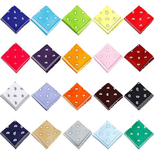 Jeatonge 20 Pcs Assorted Bandanas Paisley Cowboy Polyester Headbands 22x22 inch - Image 5