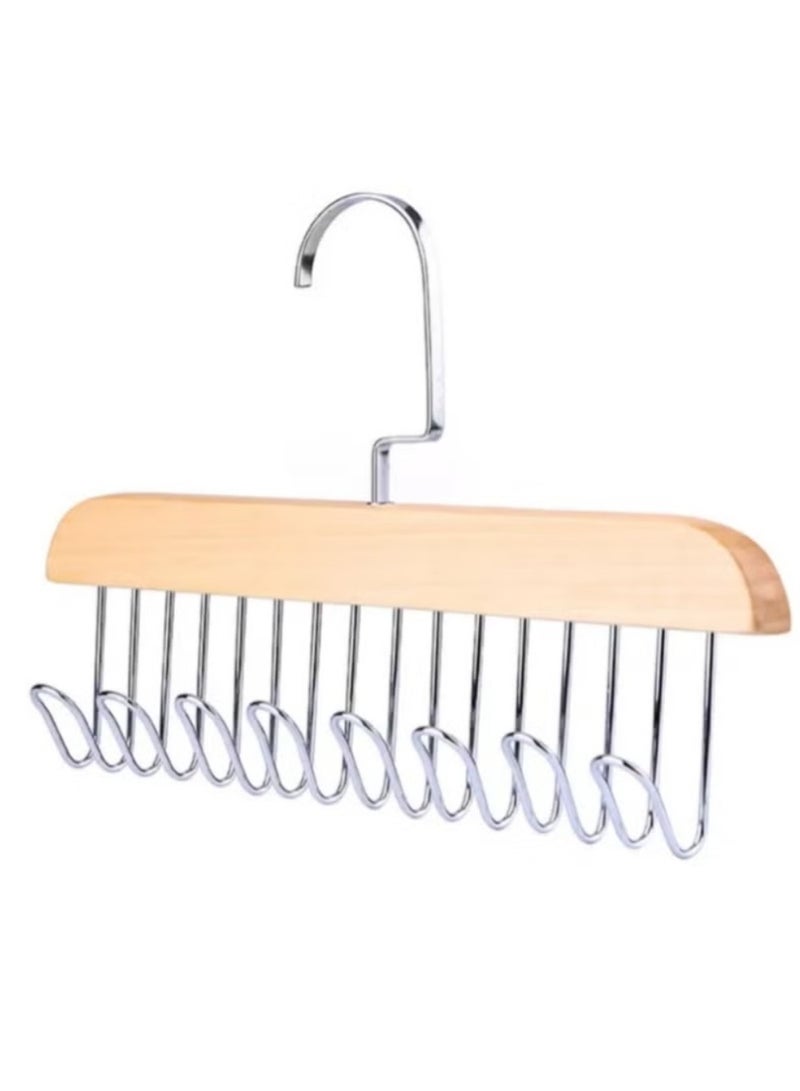 Smart Hook Clothes Hanger and Organizer with 8 Hooks for Organizing Scarves, Women's Underwear, and Men's Tie Puller - 8 Hook Closet Hanger and Organizer - Organize clothes and save space with this unique piece; Perfect for organizing pants, scarves, and ties smoothly and easily - Multi-Hook Clothes Organizer - 8 Stainless Steel Hooks - Space Saving and Smart Design - Image 1