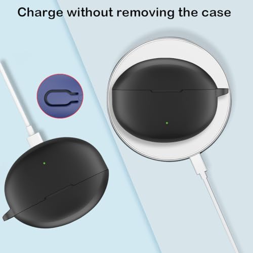 USTIYA Case for Oppo Enco Air 4/4 Pro and for OnePlus Nord Buds 3 Pro Wireless Headphones Protection Cover Full-Body Soft Silicone with Keychain Headphone Accessories Funda Carcasa (Black) - Image 2