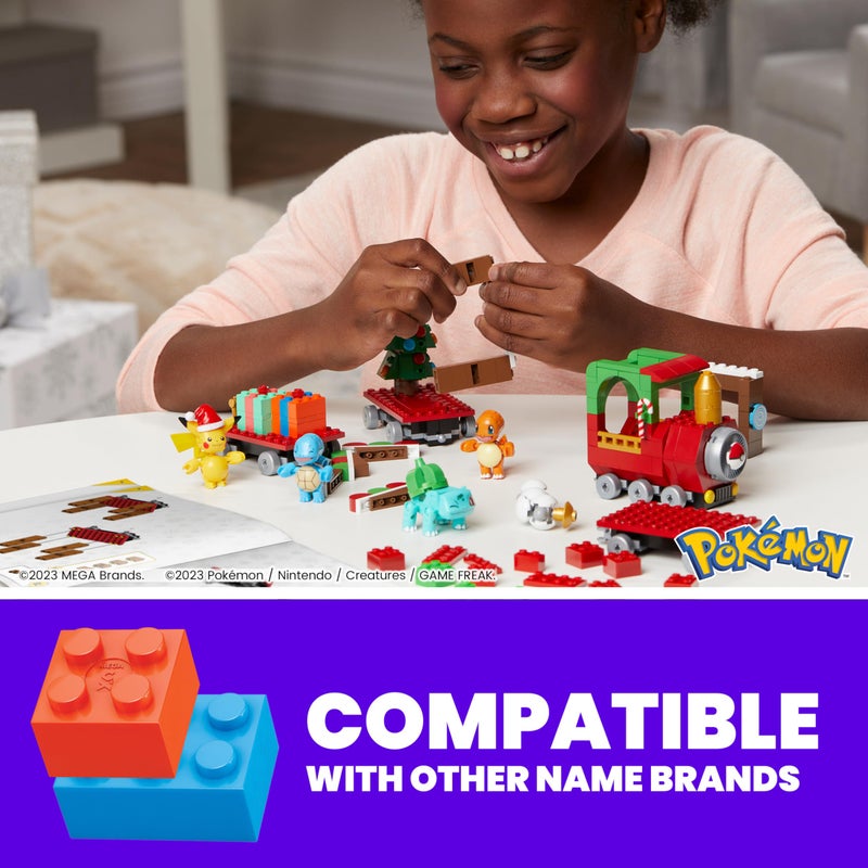 Mega Brands MEGA Pokemon Action Figure Building Toys, Holiday Train with 373 Pieces, 4 Poseable Characters, Gift Idea for Kids - Image 2