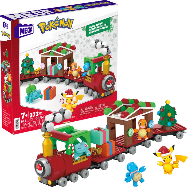 Mega Brands MEGA Pokemon Action Figure Building Toys, Holiday Train with 373 Pieces, 4 Poseable Characters, Gift Idea for Kids - Image 1