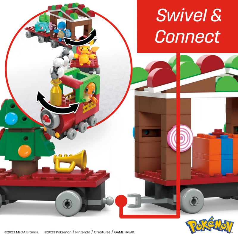 Mega Brands MEGA Pokemon Action Figure Building Toys, Holiday Train with 373 Pieces, 4 Poseable Characters, Gift Idea for Kids - Image 4