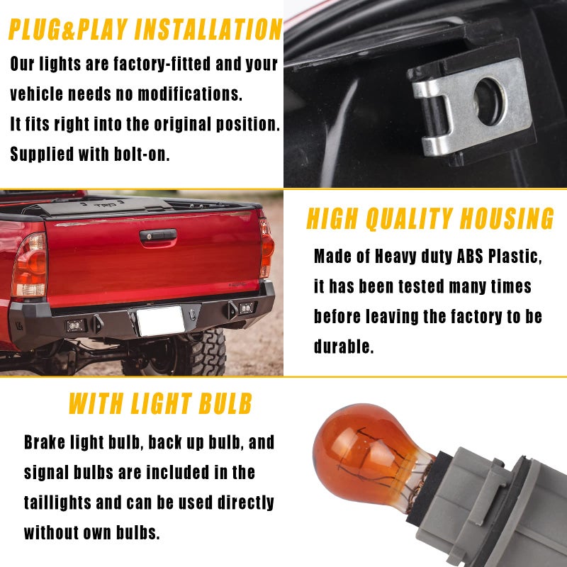 Boine Tail Light Compatible With 2005-2015 Toyota Tacoma Pickup Right Passenger Side Rear Lamp Tail Light Bulb and Harness Included (Right Passenger Side) - Image 4