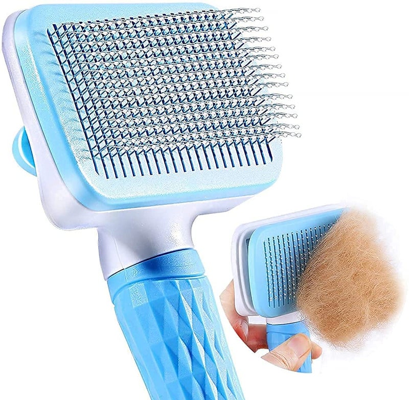 DOEASY Plastic Self Cleaning Slicker Brush Comb For Dog Cat Puppy Pet Grooming Brush Deshedding Tool, Hair Shedding Brush For Dogs Pet Care Comb, Dog Comb For Short Hair (1pcs/Multicolour) - Image 1
