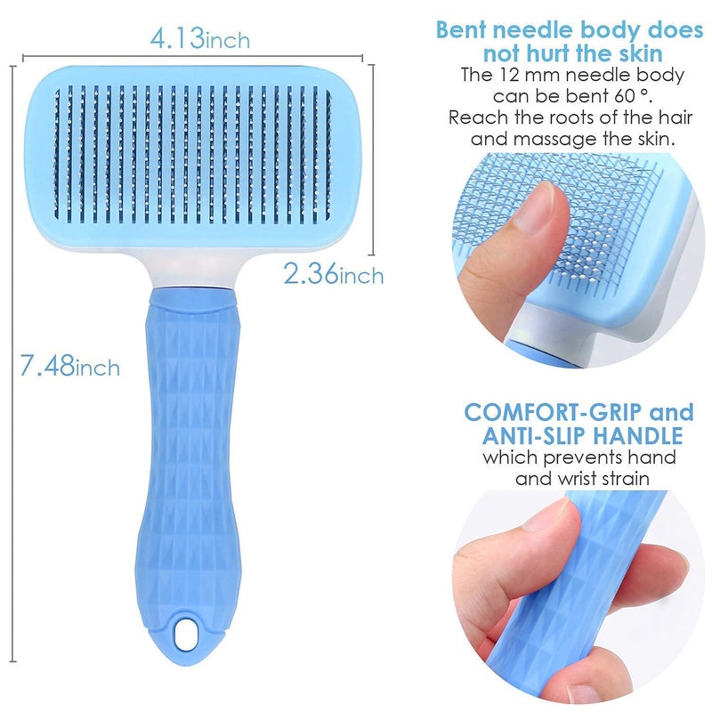 DOEASY Plastic Self Cleaning Slicker Brush Comb For Dog Cat Puppy Pet Grooming Brush Deshedding Tool, Hair Shedding Brush For Dogs Pet Care Comb, Dog Comb For Short Hair (1pcs/Multicolour) - Image 4