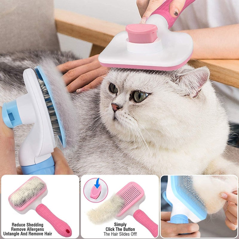 DOEASY Plastic Self Cleaning Slicker Brush Comb For Dog Cat Puppy Pet Grooming Brush Deshedding Tool, Hair Shedding Brush For Dogs Pet Care Comb, Dog Comb For Short Hair (1pcs/Multicolour) - Image 5