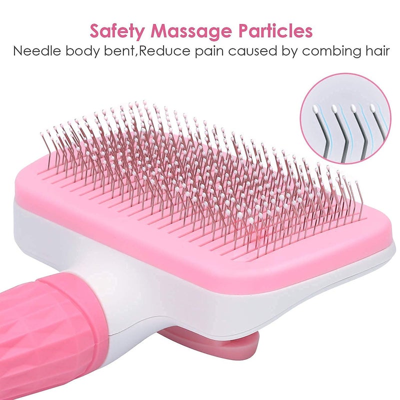 DOEASY Plastic Self Cleaning Slicker Brush Comb For Dog Cat Puppy Pet Grooming Brush Deshedding Tool, Hair Shedding Brush For Dogs Pet Care Comb, Dog Comb For Short Hair (1pcs/Multicolour) - Image 2