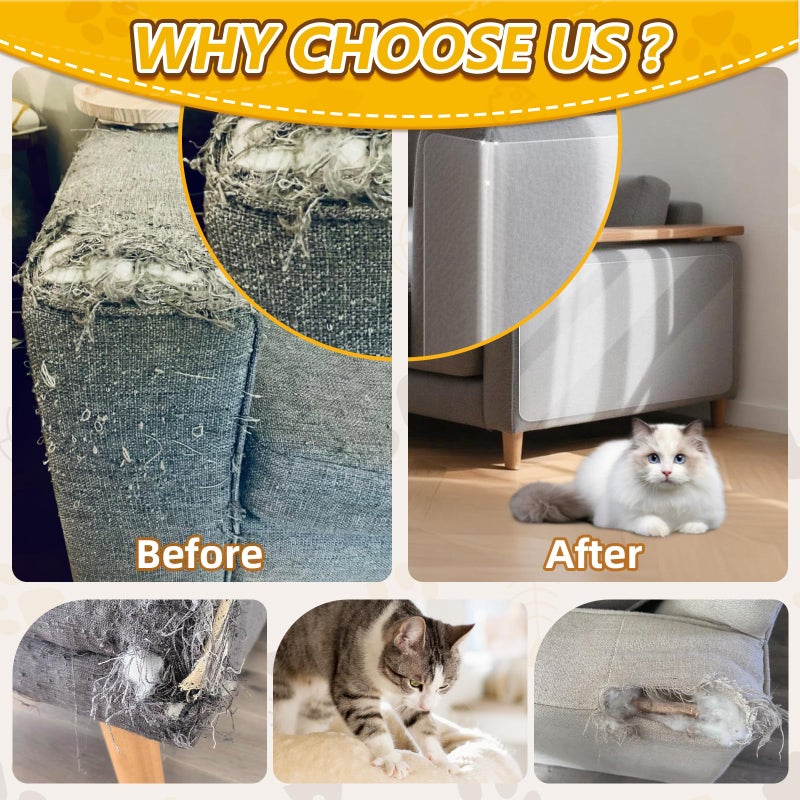 LIHBIH Anti Cat Scratch Furniture Protector, 17" x 118" Self-Adhesive Couch Protector for Cat Claws, Heavy Duty Couch Cover Furniture Protectors from Cats Scratching Tape for Sofa, Corner, Door, Chair - Image 5