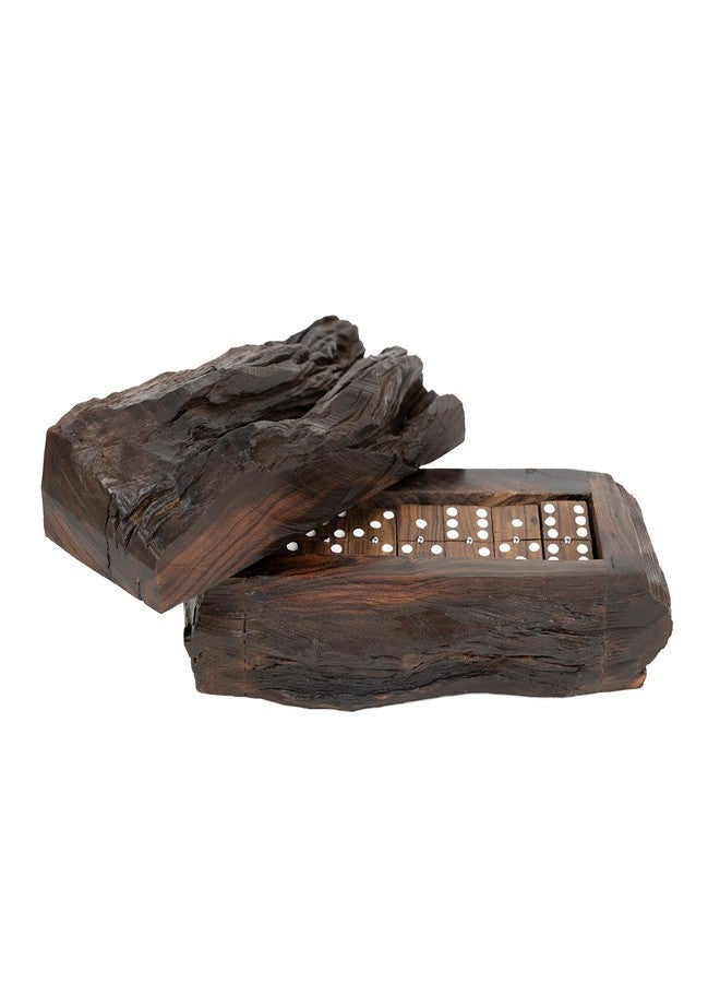 IECAP LLC Handmade Wooden Mexican Train Dominoes Rustic Hand Carved Ironwood Double Six Professional Size 10 x 6 x 4 inches - Image 1