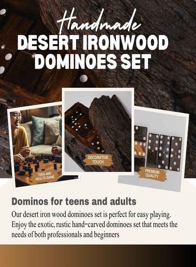 IECAP LLC Handmade Wooden Mexican Train Dominoes Rustic Hand Carved Ironwood Double Six Professional Size 10 x 6 x 4 inches - Image 2