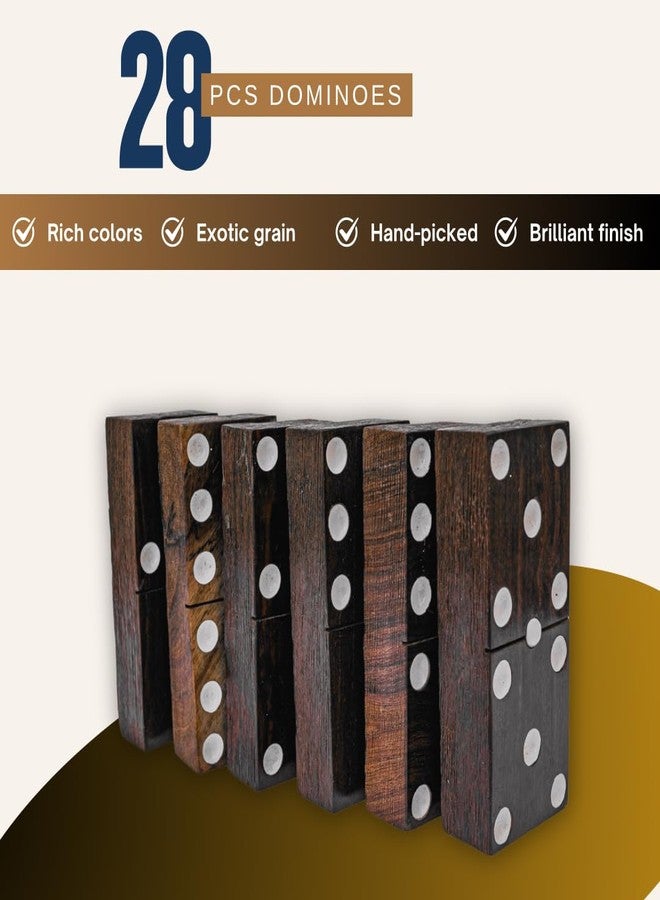 IECAP LLC Handmade Wooden Mexican Train Dominoes Rustic Hand Carved Ironwood Double Six Professional Size 10 x 6 x 4 inches - Image 4