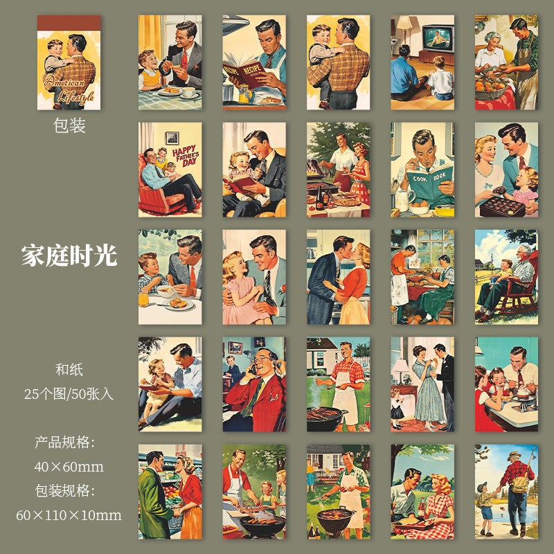 كتاب ملصقات نمط الحياة الأمريكي الرجعي - ديكور مشهد كولاج للعائلة والأصدقاء بأسلوب افعلها بنفسك