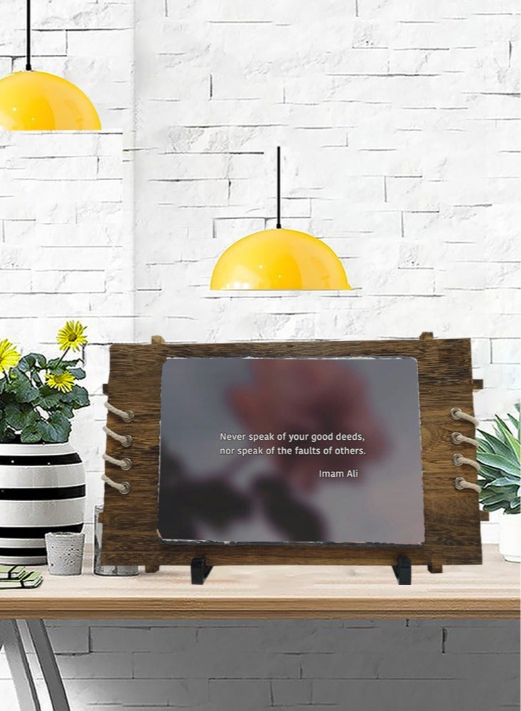 Service Zone Protective Printed White Rectangle Shape Marble Photo Frame for Table Top Never Speak Of Your Good Deeds Nor Speak Of The Faults Of Others Imam Ali  - Image 1
