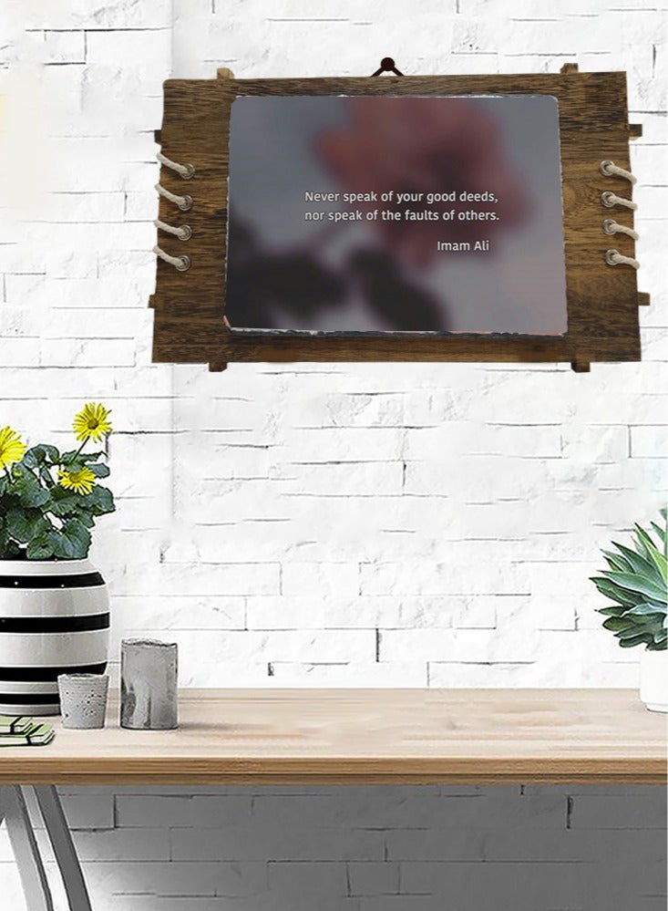 Service Zone Protective Printed White Rectangle Shape Marble Photo Frame for Table Top Never Speak Of Your Good Deeds Nor Speak Of The Faults Of Others Imam Ali  - Image 2