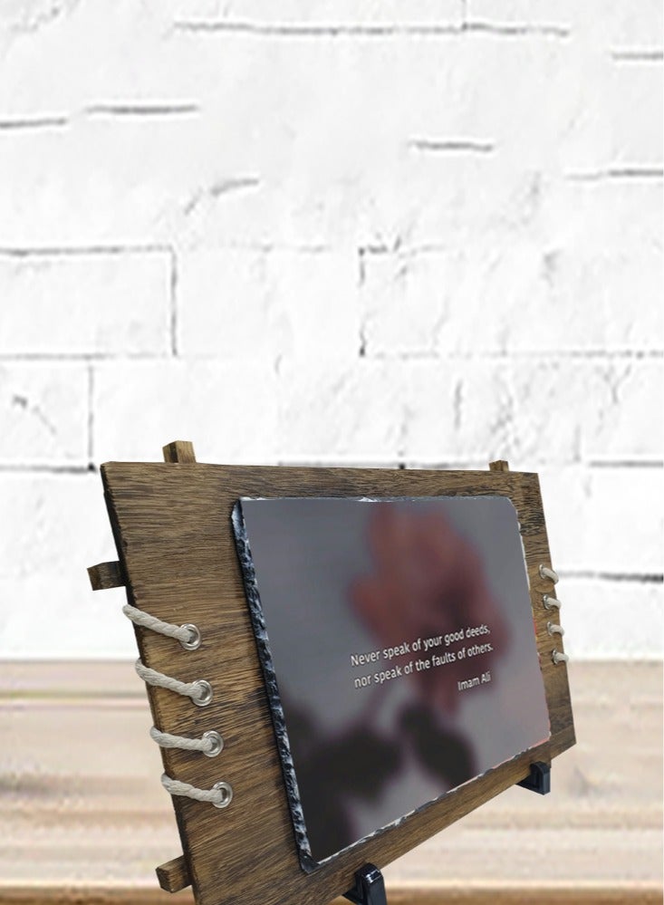 Service Zone Protective Printed White Rectangle Shape Marble Photo Frame for Table Top Never Speak Of Your Good Deeds Nor Speak Of The Faults Of Others Imam Ali  - Image 3