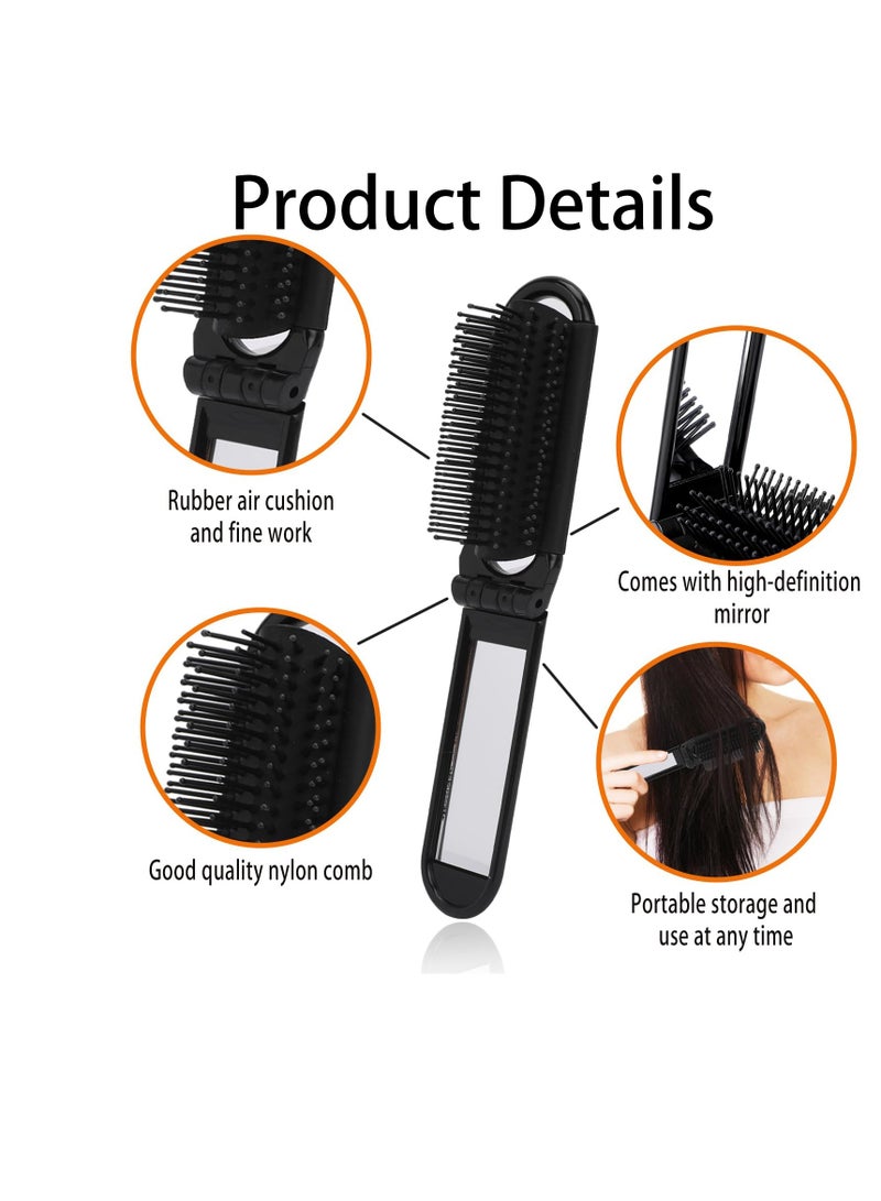 إسكدنيا فرشاة شعر السفر بالمرآة ومشط التدليك -2 حزمة قابلة للطي أدوات تصفيف الشعر الصغيرة للنساء والرجال - Image 3