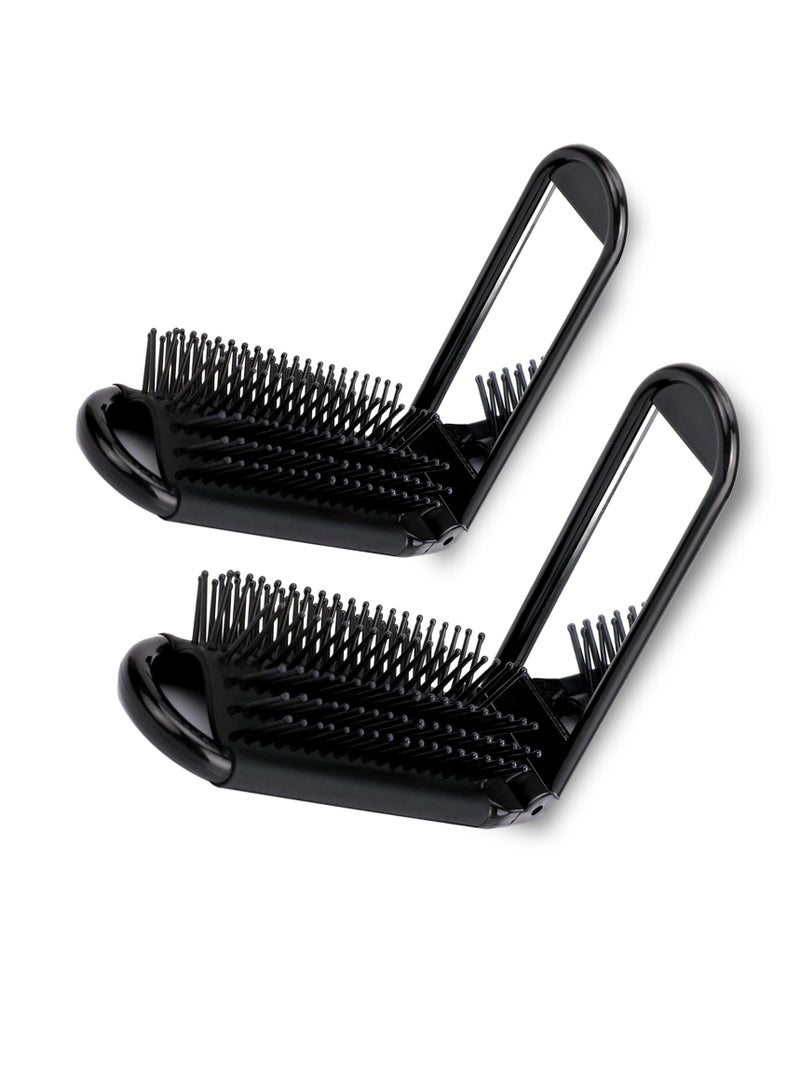 إسكدنيا فرشاة شعر السفر بالمرآة ومشط التدليك -2 حزمة قابلة للطي أدوات تصفيف الشعر الصغيرة للنساء والرجال - Image 1