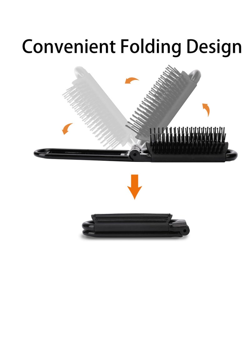 إسكدنيا فرشاة شعر السفر بالمرآة ومشط التدليك -2 حزمة قابلة للطي أدوات تصفيف الشعر الصغيرة للنساء والرجال - Image 4