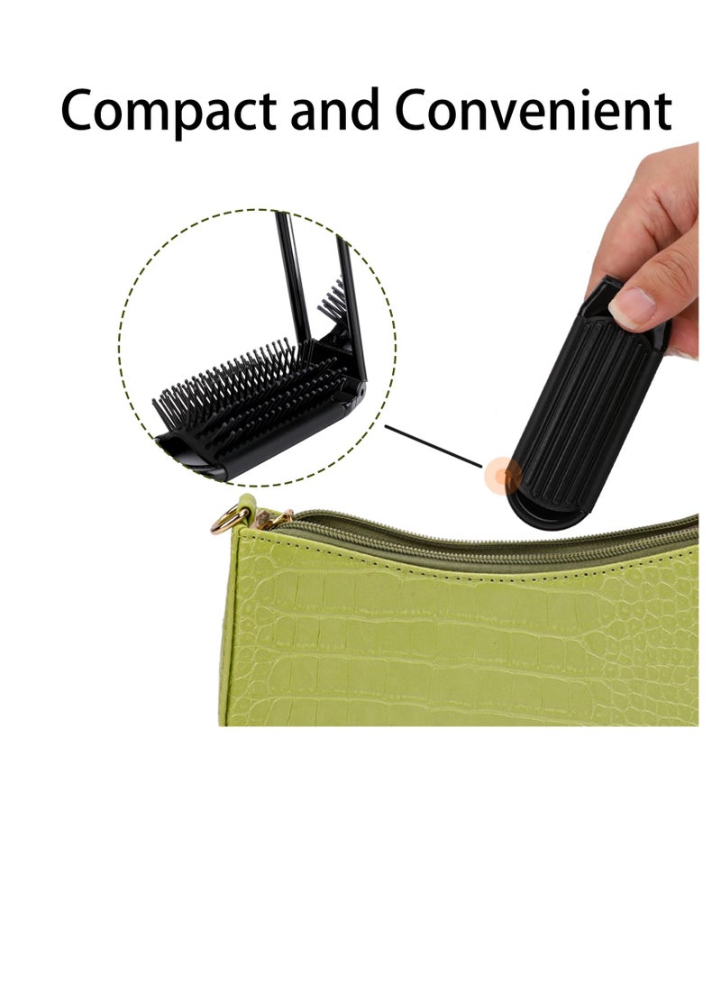 إسكدنيا فرشاة شعر السفر بالمرآة ومشط التدليك -2 حزمة قابلة للطي أدوات تصفيف الشعر الصغيرة للنساء والرجال - Image 5