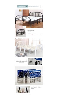 SMART HOME Foldable and adjustable single bed, heavy duty, with a metal steel bed frame and settings without tools, size 90 * 190cm  - Image 3