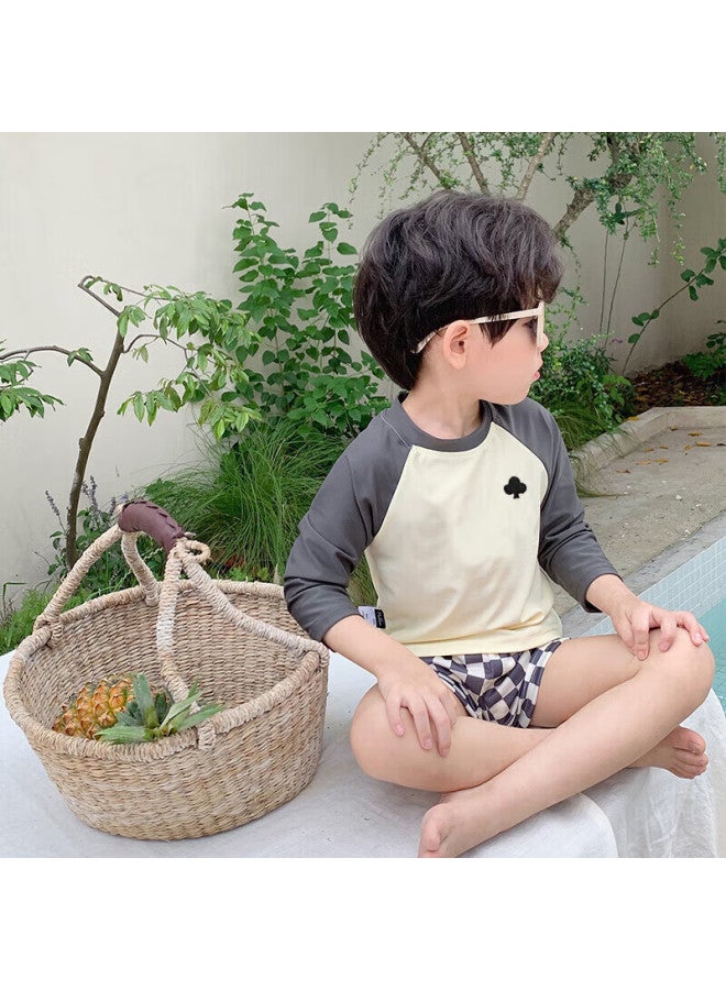 Yuke Children's Vacation Long-sleeve Swimsuit, Swim Trunks, Sun Protection, Baby Boys Two-piece Swimwear, Beach Swim Shorts - Image 4