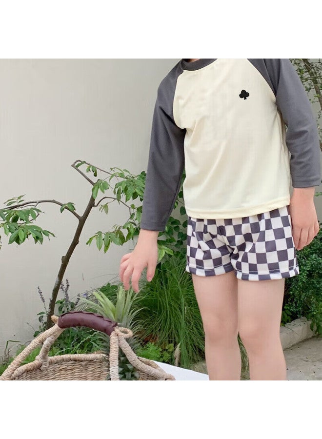 Yuke Children's Vacation Long-sleeve Swimsuit, Swim Trunks, Sun Protection, Baby Boys Two-piece Swimwear, Beach Swim Shorts - Image 2