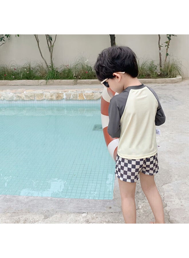 Yuke Children's Vacation Long-sleeve Swimsuit, Swim Trunks, Sun Protection, Baby Boys Two-piece Swimwear, Beach Swim Shorts - Image 3