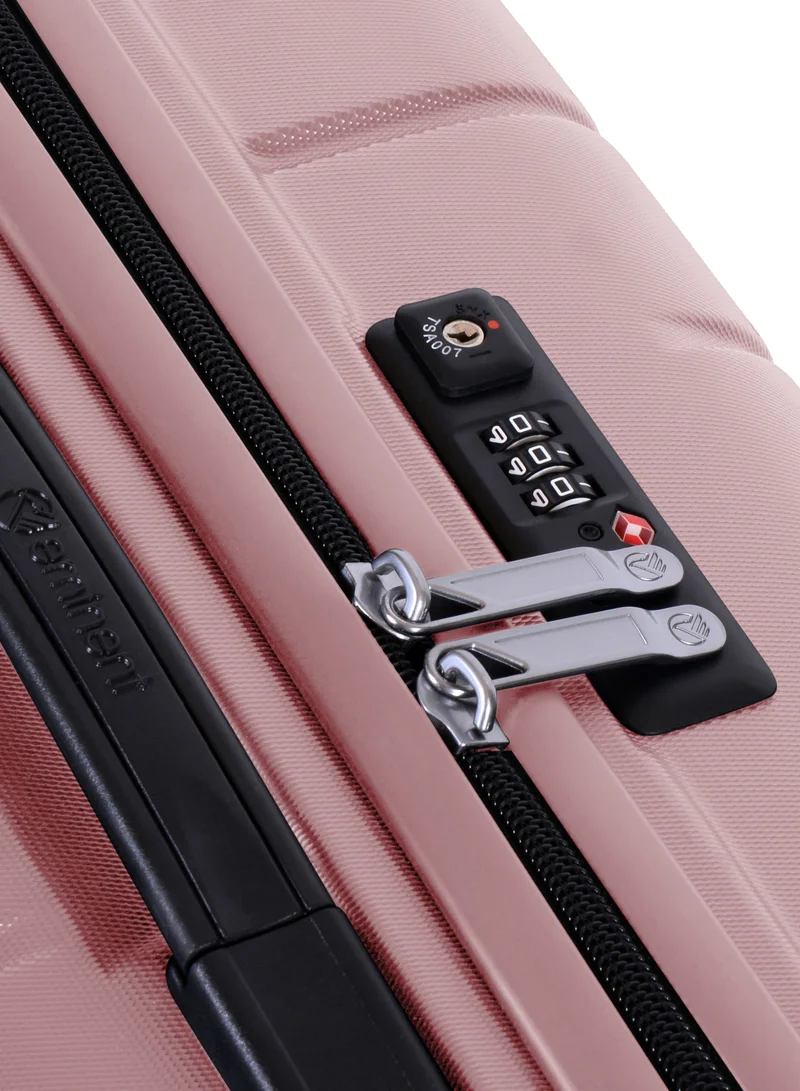 إيمينينت Voyager Hard side Travel Case Luggage Trolley Makrolon Lightweight with 4 Quiet Double Spinner Wheels Suitcase with TSA Lock KH91 Pink