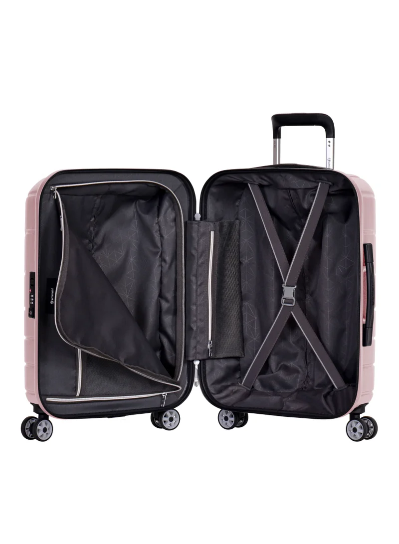 إيمينينت Voyager Hard side Travel Case Luggage Trolley Makrolon Lightweight with 4 Quiet Double Spinner Wheels Suitcase with TSA Lock KH91 Pink