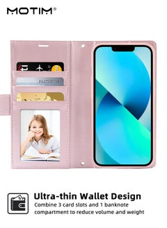 Motim Crossbody iPhone 15 Wallet Phone Case with Shoulder Strap, iPhone 15 Leather Wallet Bag with Card Holder, Shockproof Protection Wallet Handbag, Kickstand Cover Phone Case  - Image 3