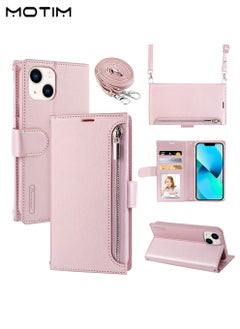 Motim Crossbody iPhone 15 Wallet Phone Case with Shoulder Strap, iPhone 15 Leather Wallet Bag with Card Holder, Shockproof Protection Wallet Handbag, Kickstand Cover Phone Case  - Image 1