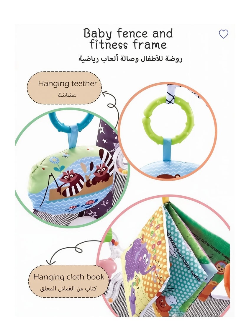 Ruinengda Baby Gym Play Mat, Tummy Time Play Mat with 5 Hanging Toys and 18 Ocean Balls for Sensory and Motor Skill Development, Non-Slip Washable Play Mat for Babies 0-36 Months - Image 3