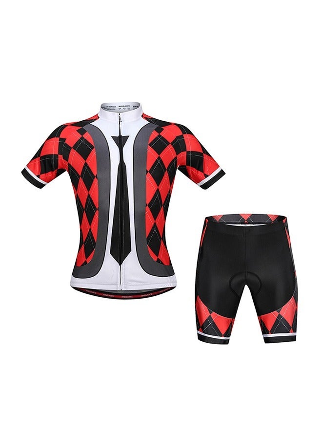 WOSAWE 2 Piece Short Sleeve Biking Shirt With Gel Padded Shorts Set - Image 1