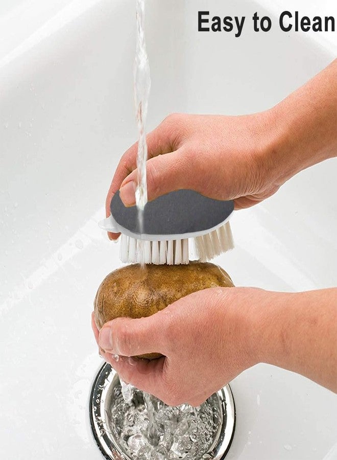 EMVANV Vegetable Brush,Veggie Brush Potato Scrubber Brush Veggie Brush with Non-Slip Grip for Food, Corn and Carrots, with Dots Remover(gray+white) - Image 4