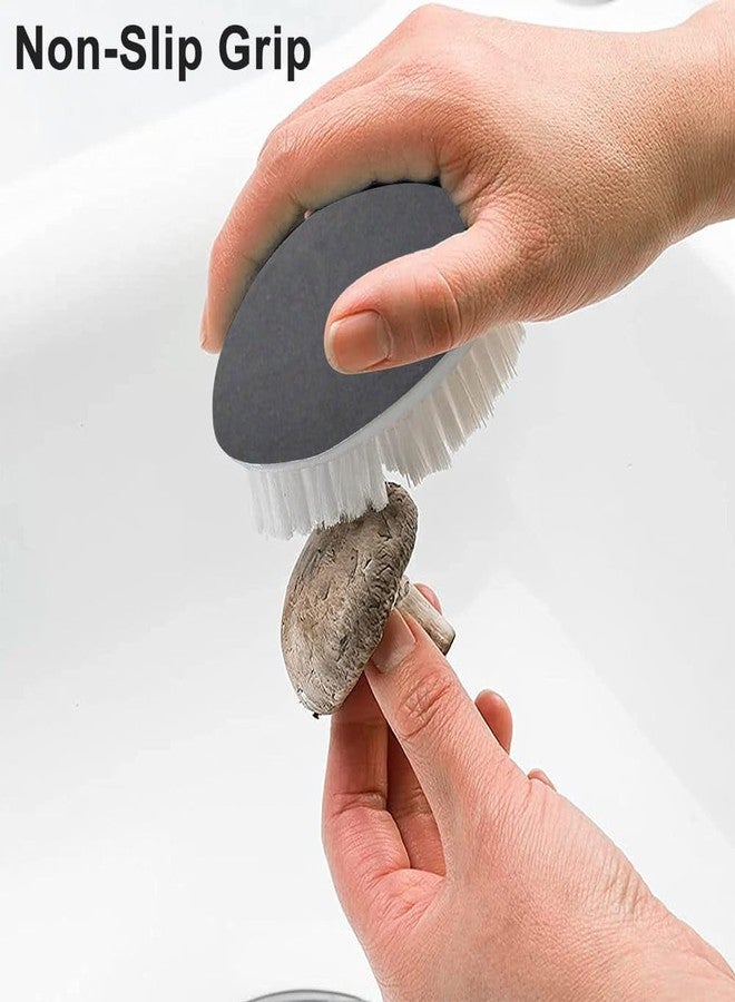 EMVANV Vegetable Brush,Veggie Brush Potato Scrubber Brush Veggie Brush with Non-Slip Grip for Food, Corn and Carrots, with Dots Remover(gray+white) - Image 5