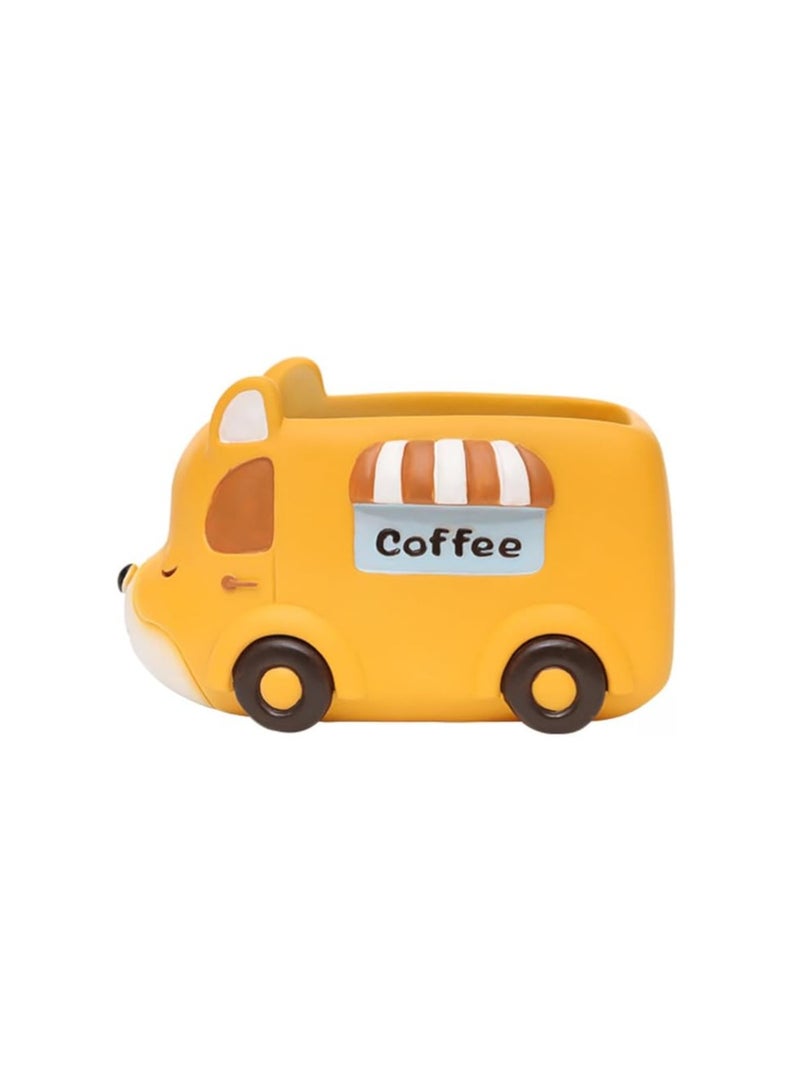 Generic Resin Succulent Plant Pot, Camper Car Succulent Plant Pot/Plant Pot/Flower Pot/Bonsai Pot for Herbs, Succulents, Cactus Pen Holder, Suitable for Micro Landscape Home Decoration （Coffee Cart）  - Image 1