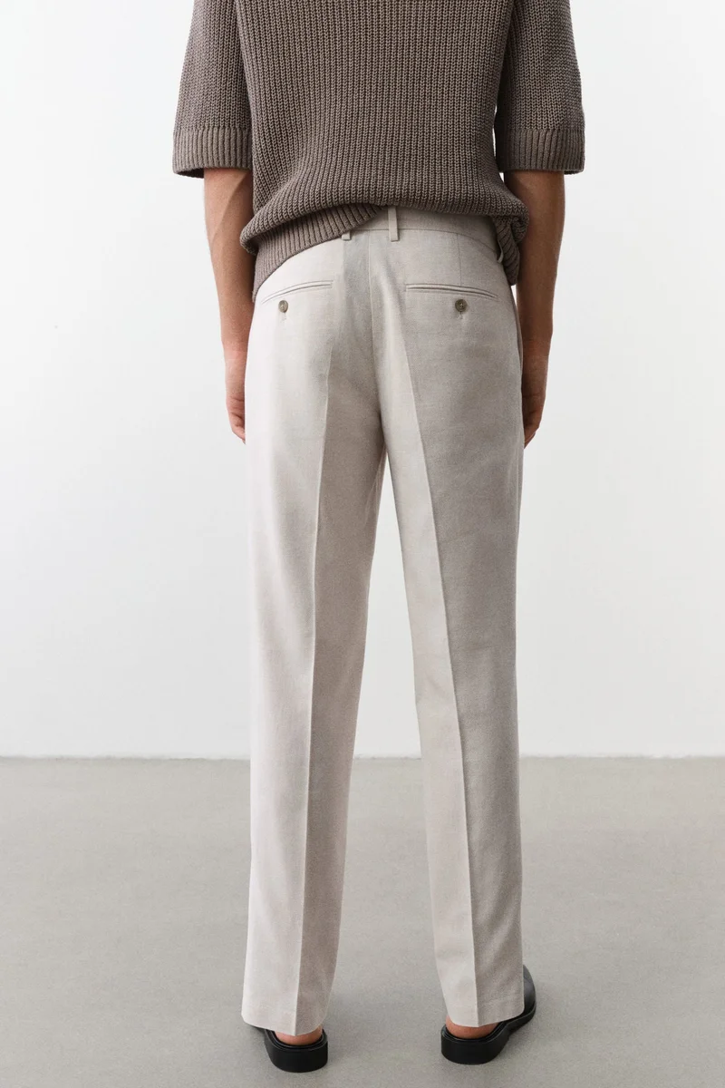 اتش اند ام Regular Fit Tailored linen-blend trousers