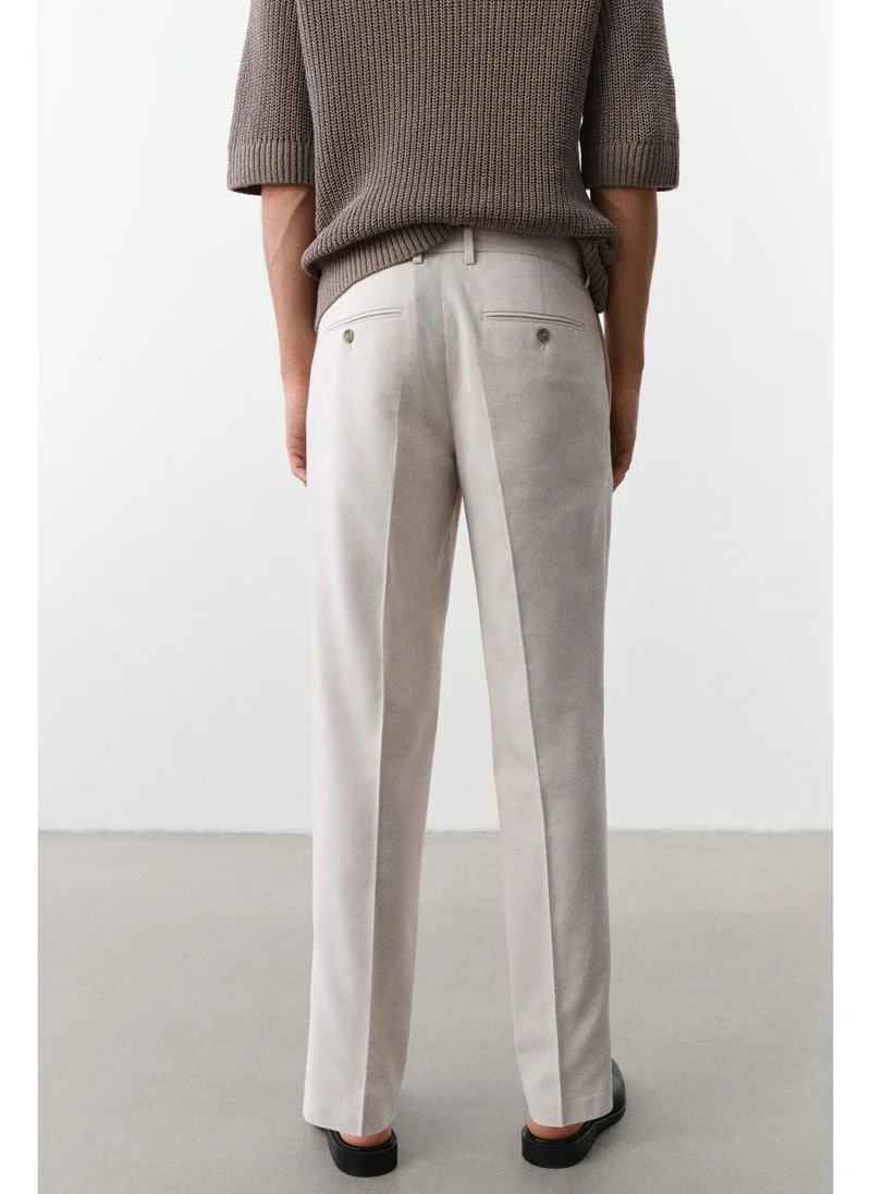 اتش اند ام Regular Fit Tailored linen-blend trousers