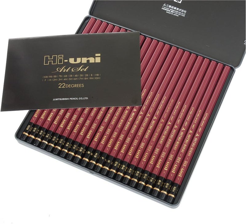 Uni Hi- Wooden Pencil Art Set - 10B to 10H - Box of 22 (HUAS) - Image 4