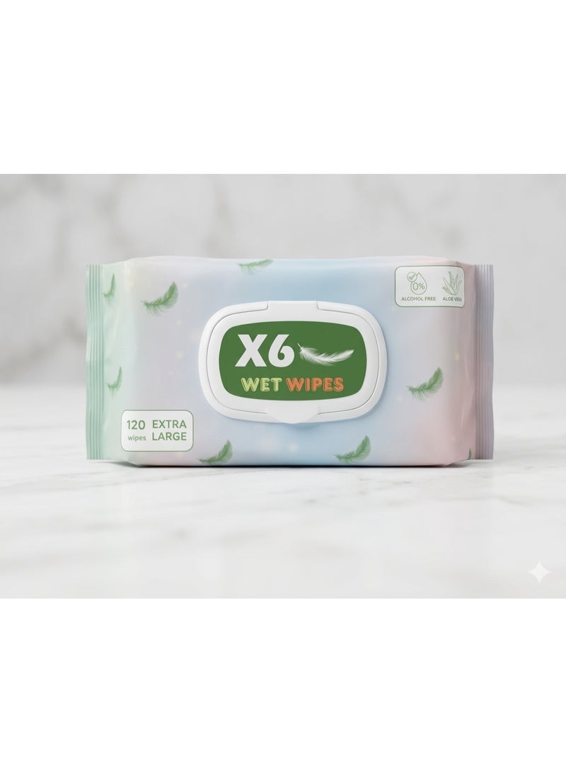 X6عبوة  مناديل مبللة، 120 منديل × 3 قطع - Image 2