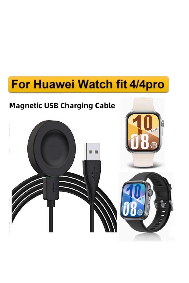 Magnetic Charger Compatible with Huawei Watch Fit 4/4 Pro - Replacement USB Adapter Cables - 1 Meter - black - Image 2
