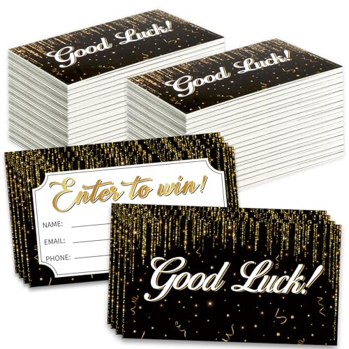 ABURRORI 600 Pcs Black Gold Enter to Win Raffle Tickets Cards 3.5 x 2 Inch Entry Form Ticket Cards for Contest, Auction, Raffles, Ballot Box with Space for Name, Email Address Phone Number Fields (600) - Image 1