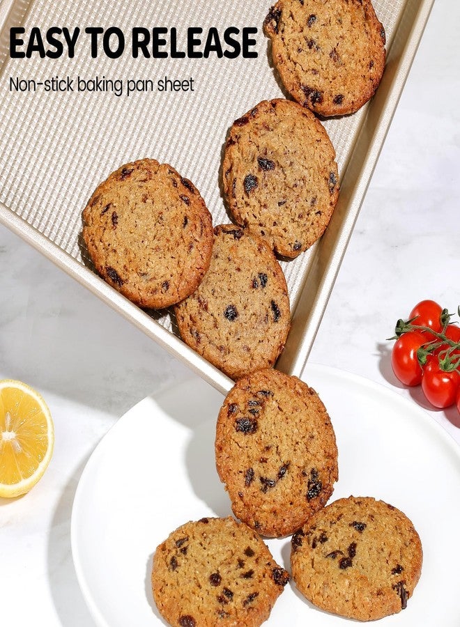 Vinino Baking Sheet Set of 3, Cookie Sheets for Baking with Square Texture Pattern, Thicker Carbon Steel Non-Stick Baking Pan Half/Quarter/Jelly Roll Pans Tray for Oven - Image 2