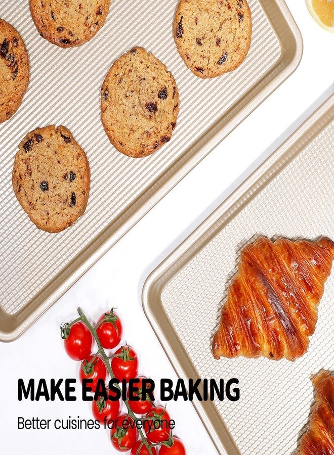 Vinino Baking Sheet Set of 3, Cookie Sheets for Baking with Square Texture Pattern, Thicker Carbon Steel Non-Stick Baking Pan Half/Quarter/Jelly Roll Pans Tray for Oven - Image 4