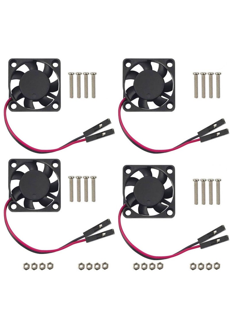 KASTWAVE - 4 PCS Raspberry Pi 4 Fan, Raspberry Pi Cooling Fan Brushless 3.3V 5V DC Silent Fan for Raspberry Pi 4B / Pi 3B+ / RetroFlag NESPI Enclosure (30mmx30mmx7mm) (Black) - Image 1